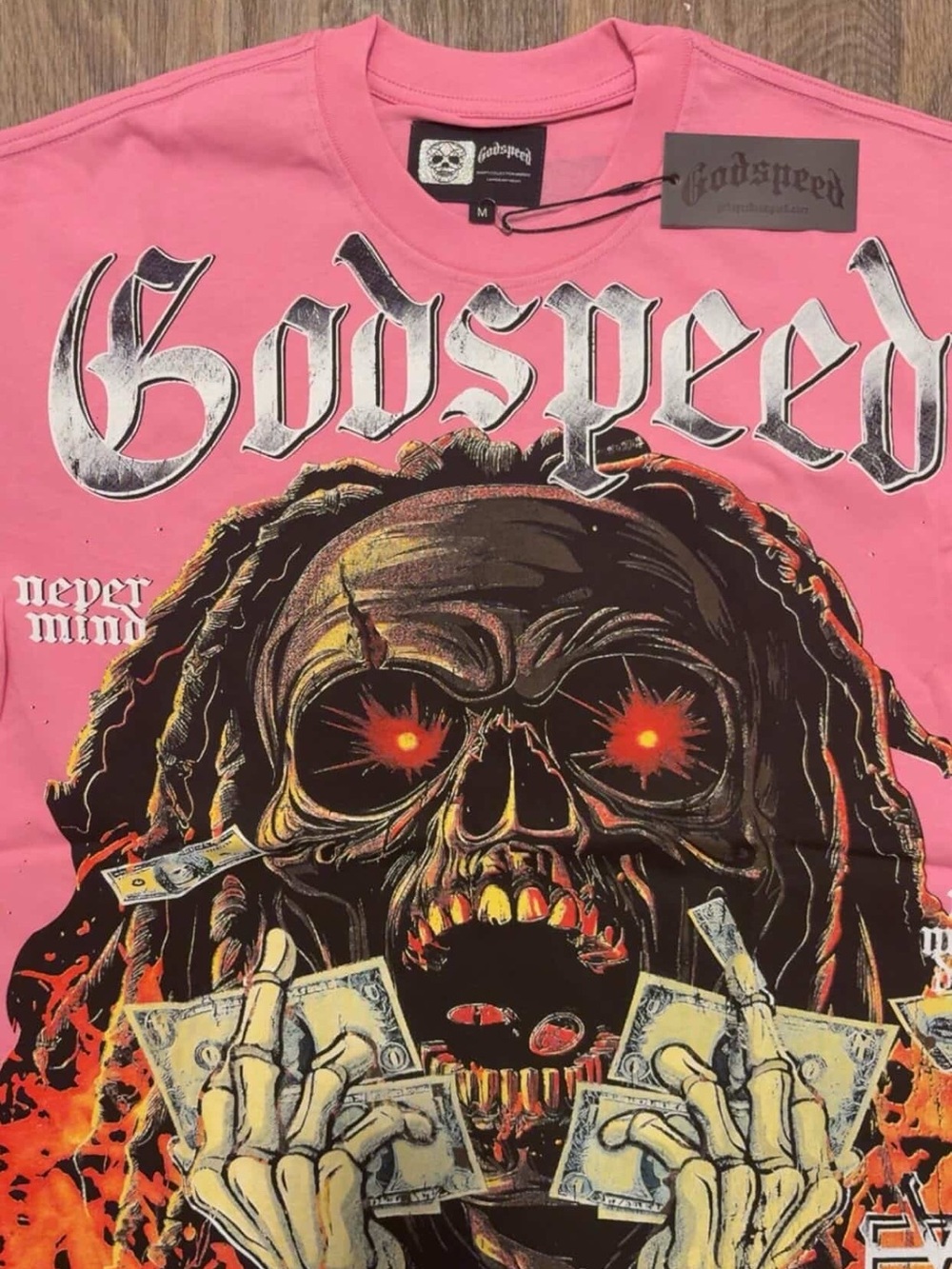 Godspeed Pink Graphic Skull Tee, s